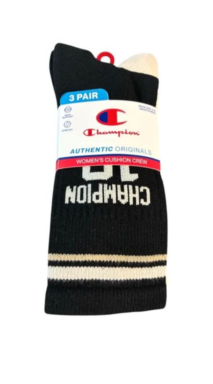 Champion Womens Cushion Crew Socks 3 Pair Pack size 4-10